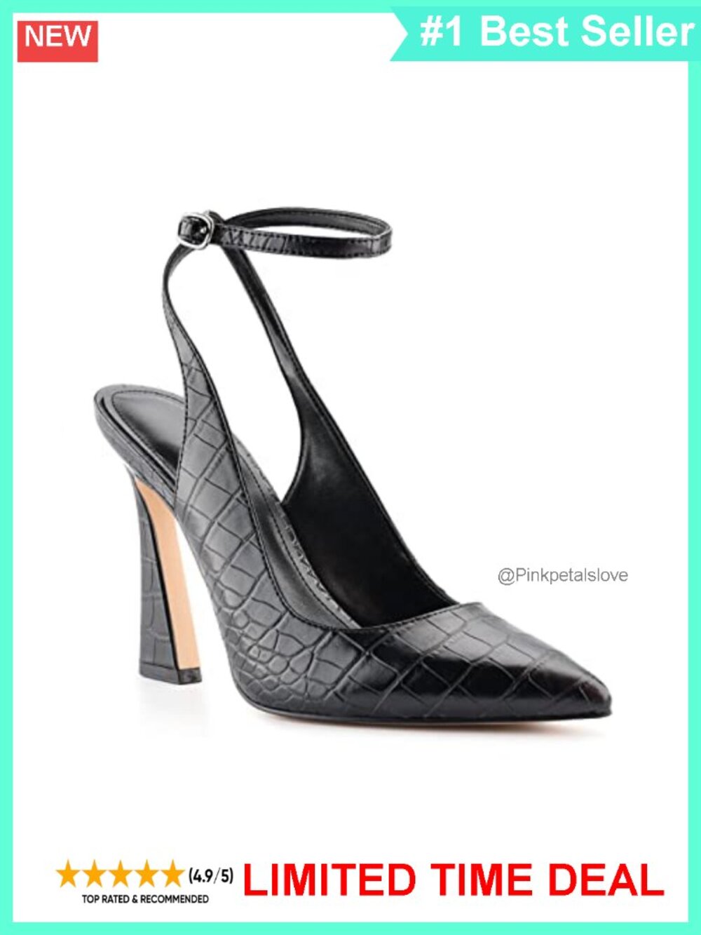 Faux Leather Slingback High Heel Pumps Pointed Toe Ankle Strap Wedding Heels